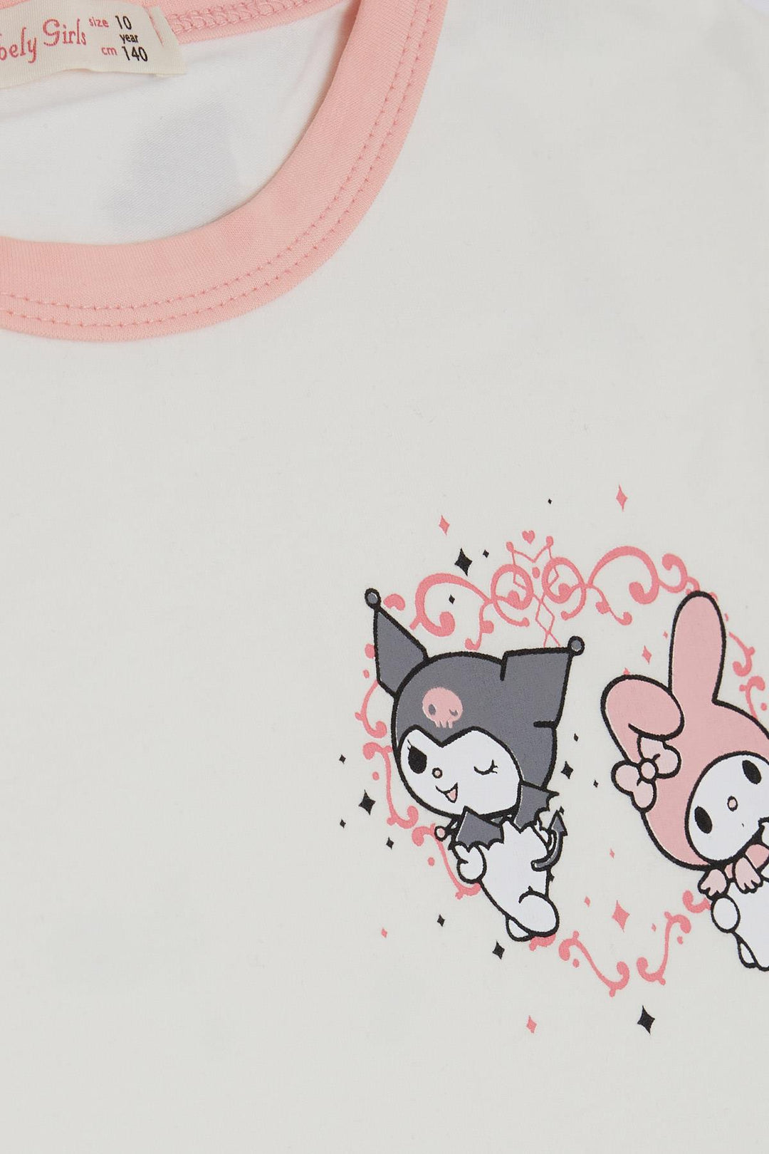 BRE Babely Girl Child T-shirt Crop Cartoon Character Kuromi & My Melody Printed 96 Years, Ecru - Torrevieja