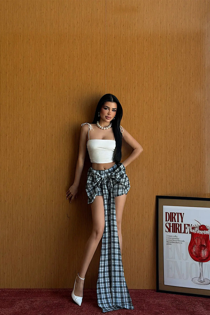 EYY Women Baby Blue Gingham Shorts - San Miguel de Allende
