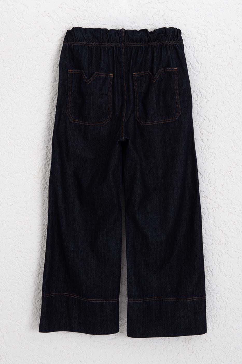 BSL Women Lace-Up Wide Leg Denim Trousers - Lipjan