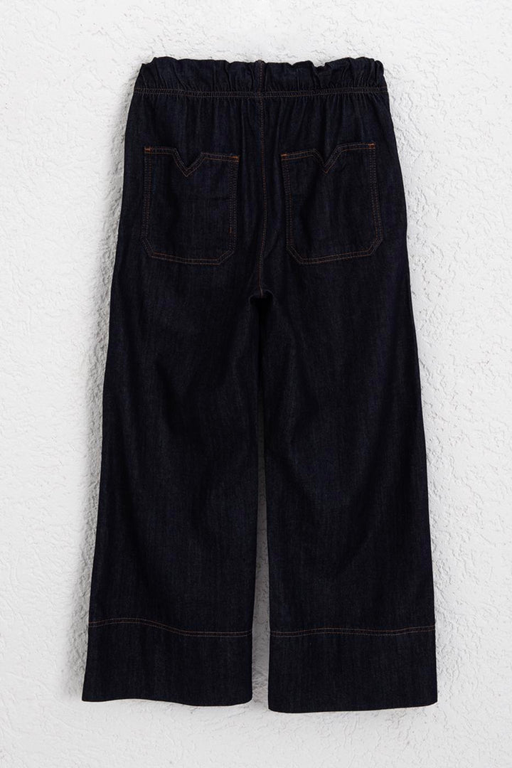 BSL Women Lace-Up Wide Leg Denim Trousers - Lipjan