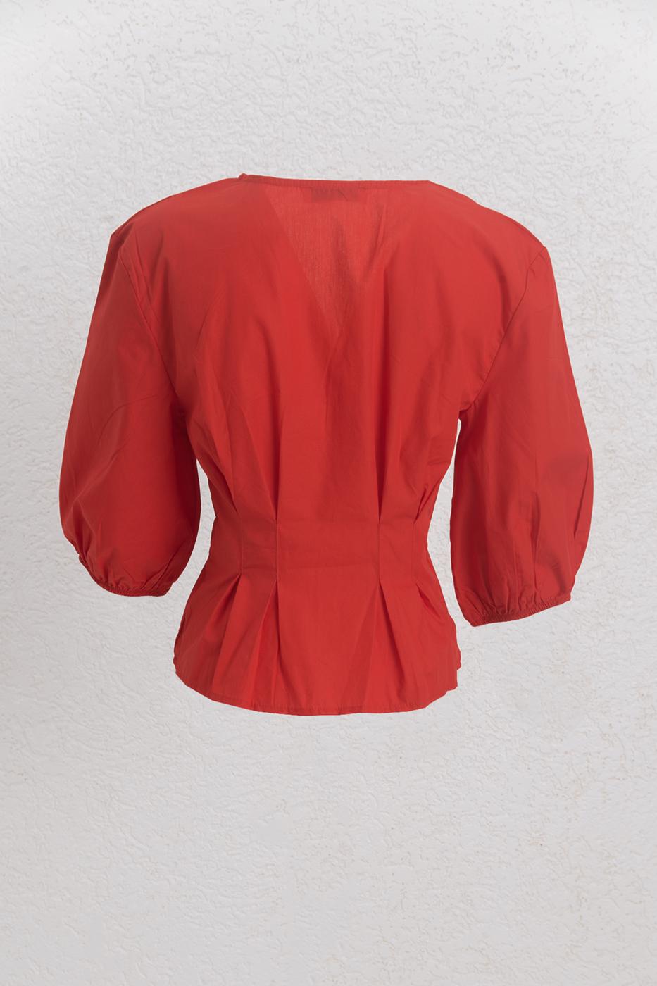 BSL Women Poplin Blouse with Tie Detail - Thun