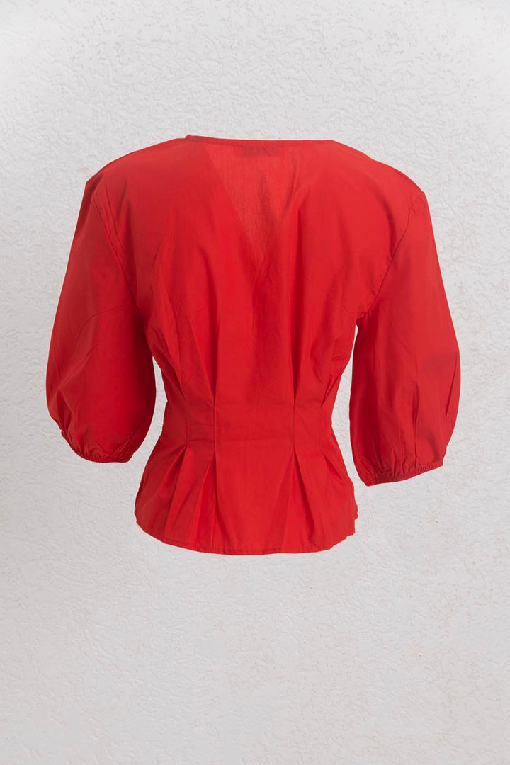 BSL Women Poplin Blouse with Tie Detail - Thun