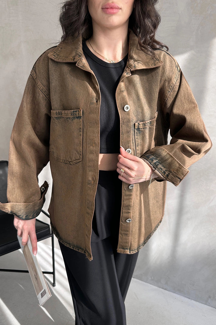 Copper Double Pocket Washed Denim Shirt Jacket BCDF-235403 - Reutlingen