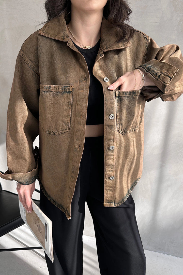 Copper Double Pocket Washed Denim Shirt Jacket BCDF-235403 - Reutlingen