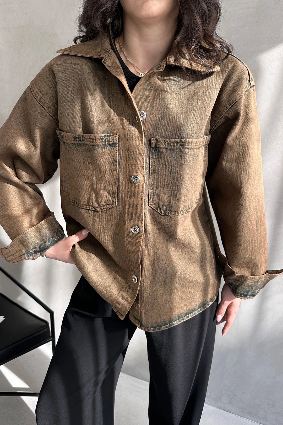 Copper Double Pocket Washed Denim Shirt Jacket BCDF-235403 - Reutlingen
