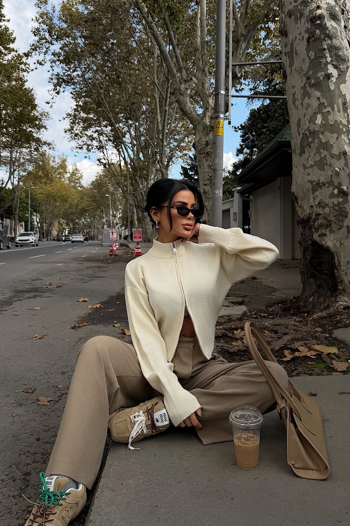 EYY Women Balboa Double Zipper Knit Cardigan - Rainham