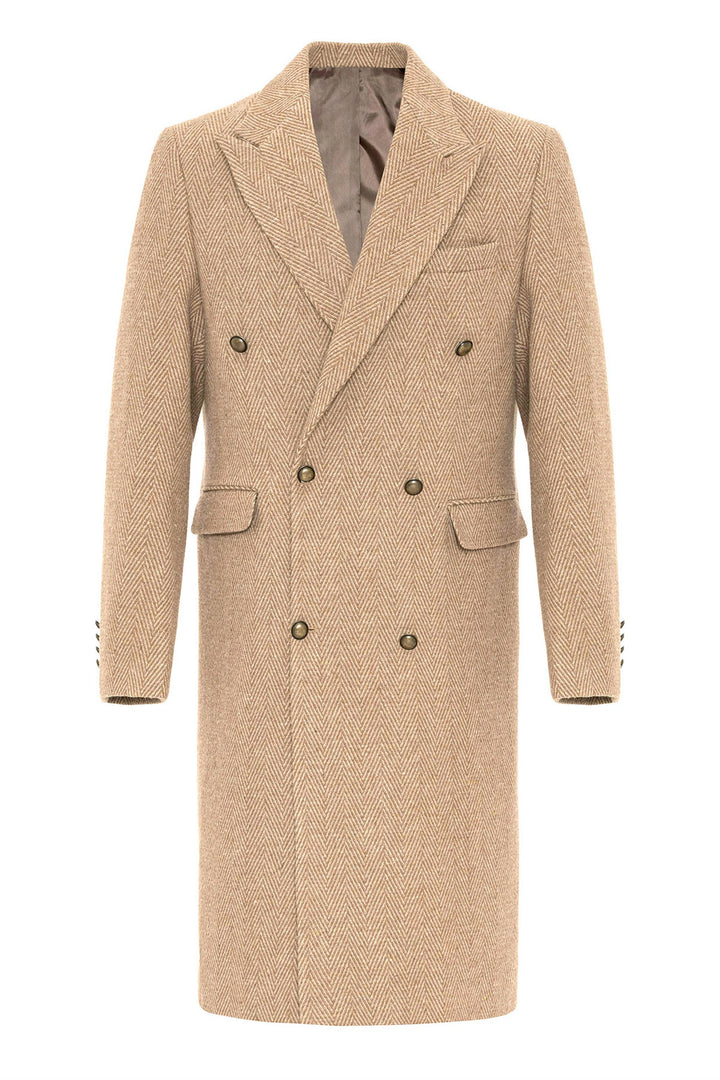 ANT Herringbone Patterned Double Breasted Men's Coat - Oxnard