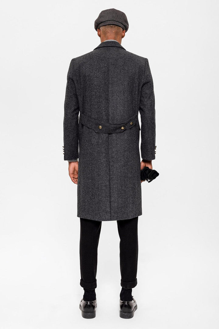 ANT Herringbone Patterned Double Breasted Men's Coat - Bloomington