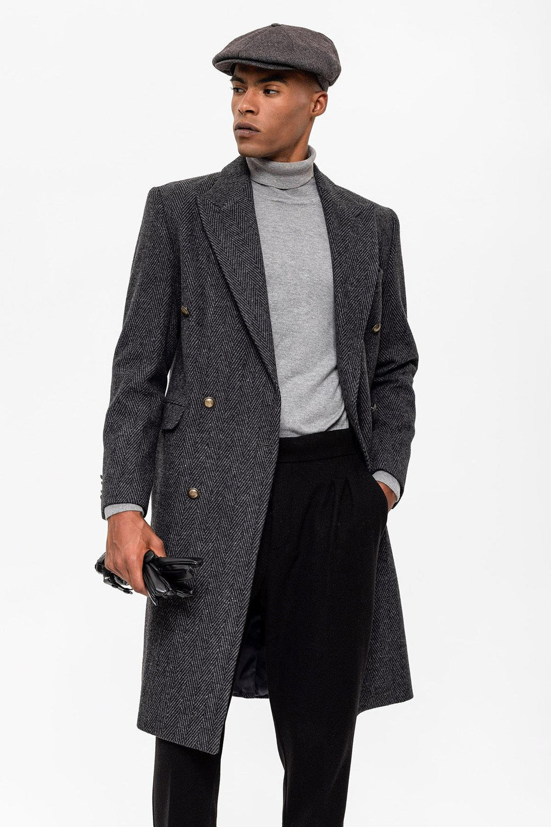 ANT Herringbone Patterned Double Breasted Men's Coat - Bloomington