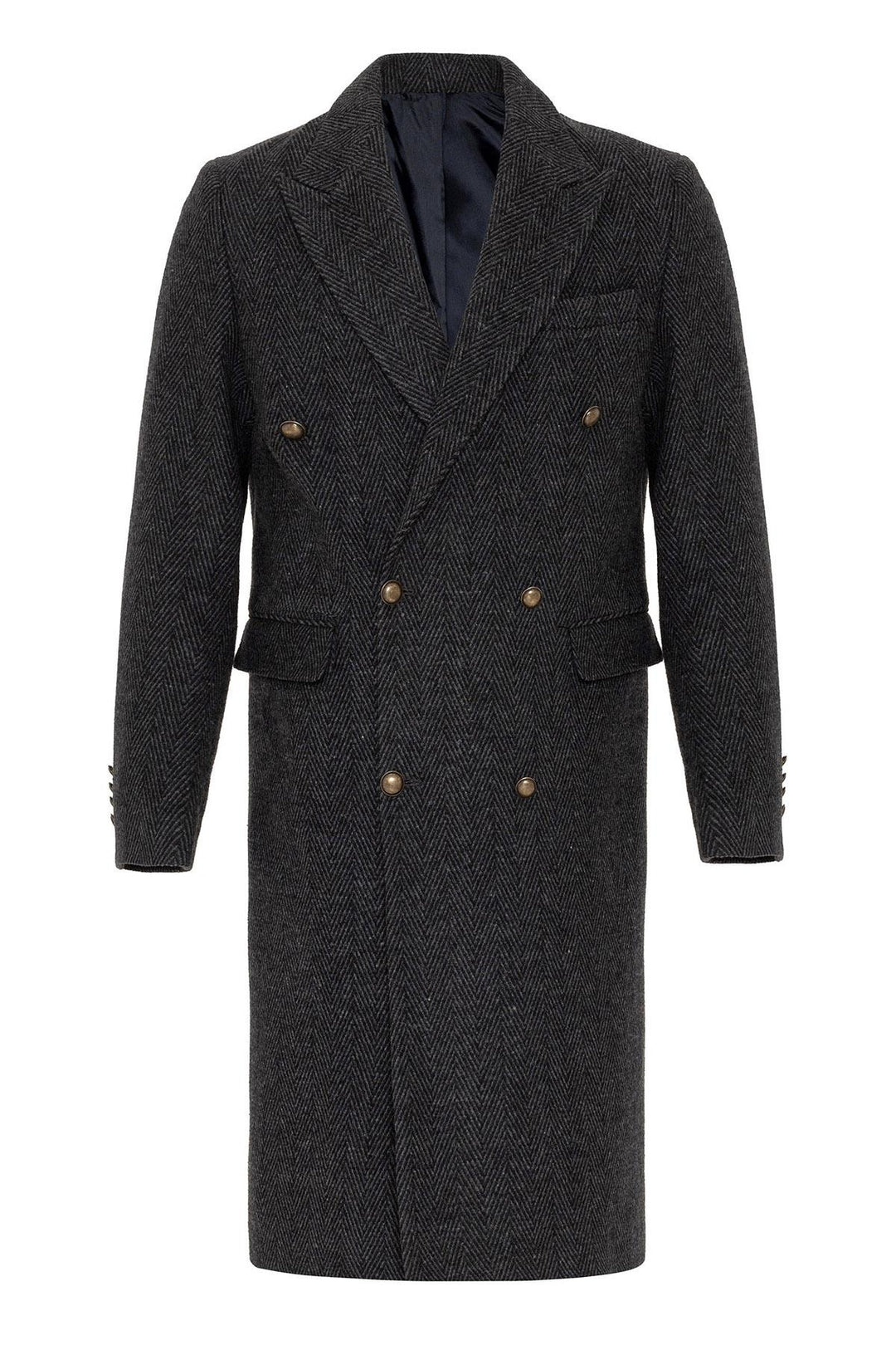 ANT Herringbone Patterned Double Breasted Men's Coat - Bloomington