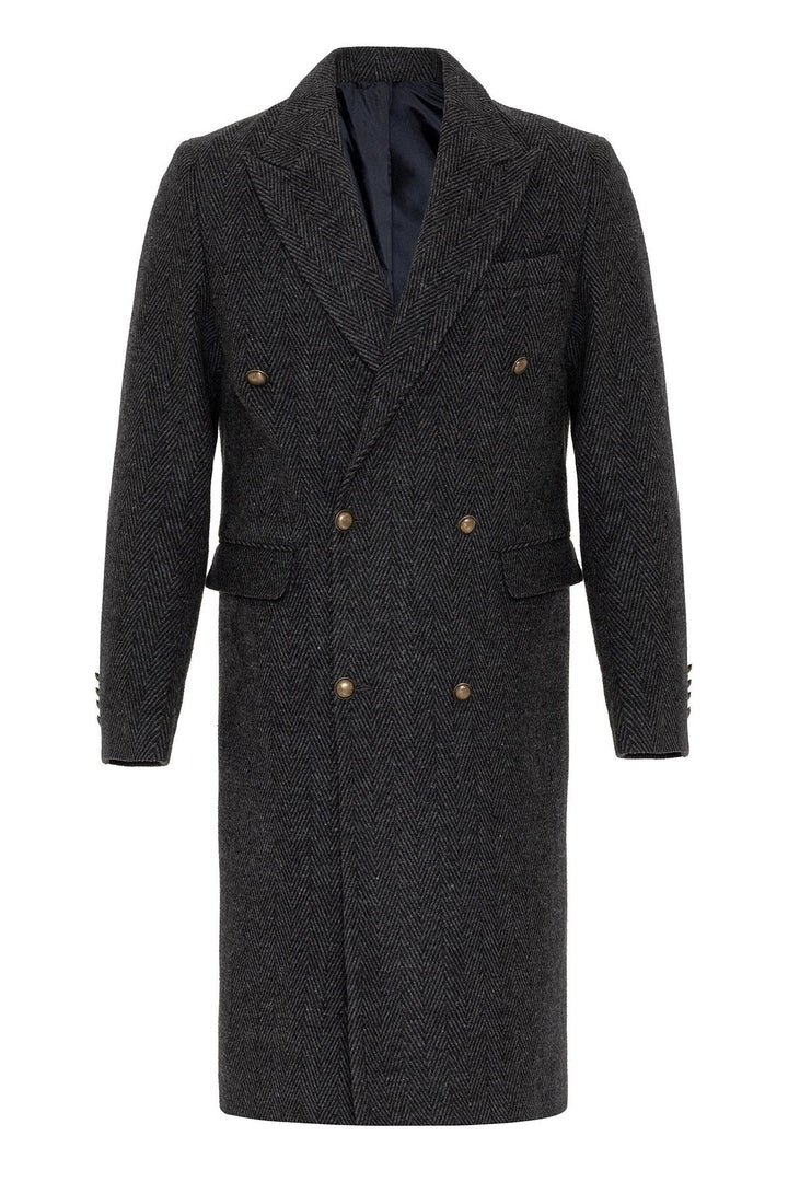 ANT Herringbone Patterned Double Breasted Men's Coat - Bloomington