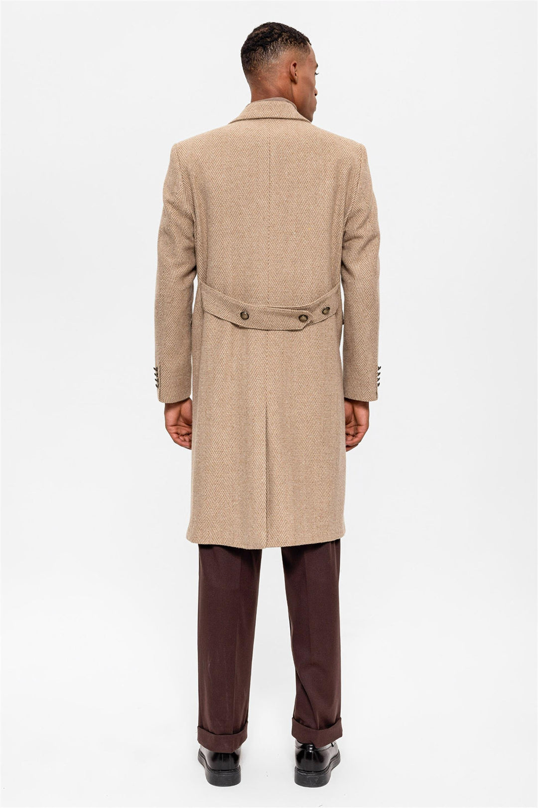 ANT Herringbone Patterned Double Breasted Men's Coat - Oxnard