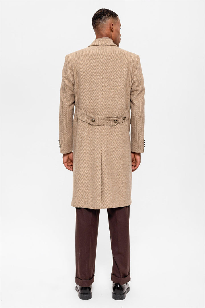ANT Herringbone Patterned Double Breasted Men's Coat - Oxnard