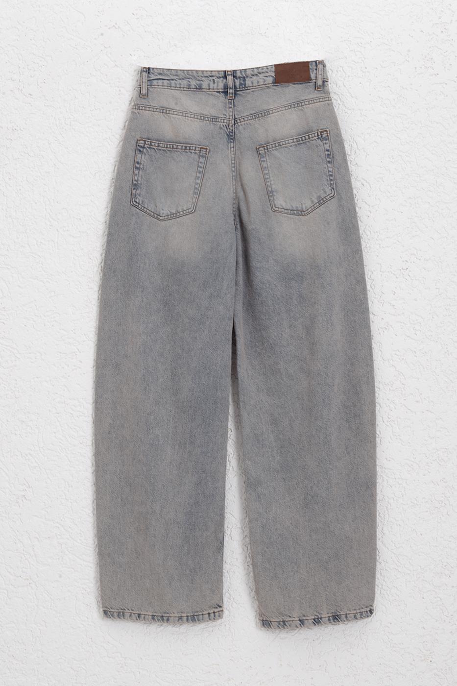 BSL Women Balloon Baggy Denim Trousers - Santiago Tianguistenco