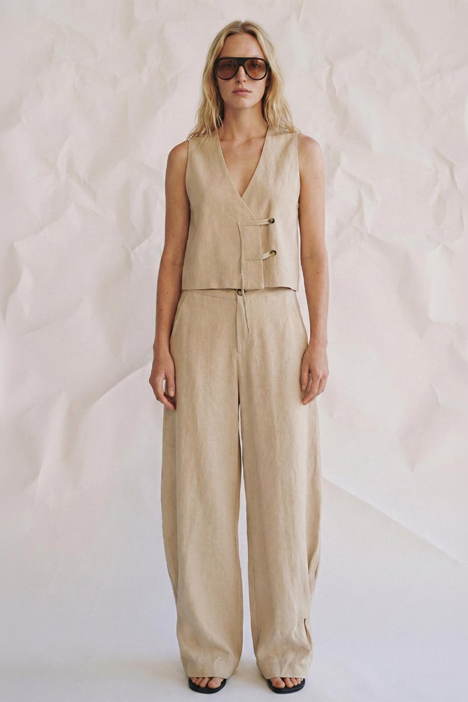 BSL Women Balloon Cut Linen Trousers - Cicero
