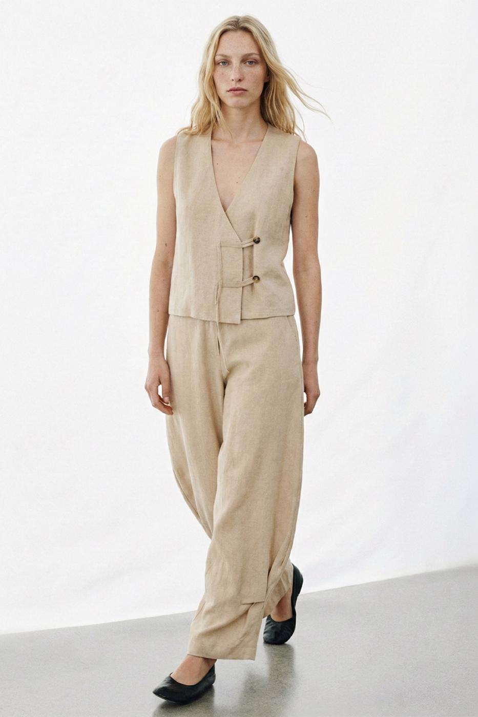 BSL Women Balloon Cut Linen Trousers - Cicero