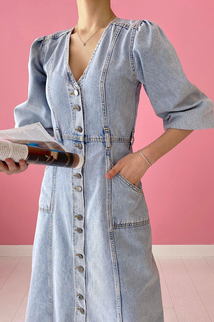 ELS Balloon Sleeve Corduroy Dress - Snow Wash - Stanton