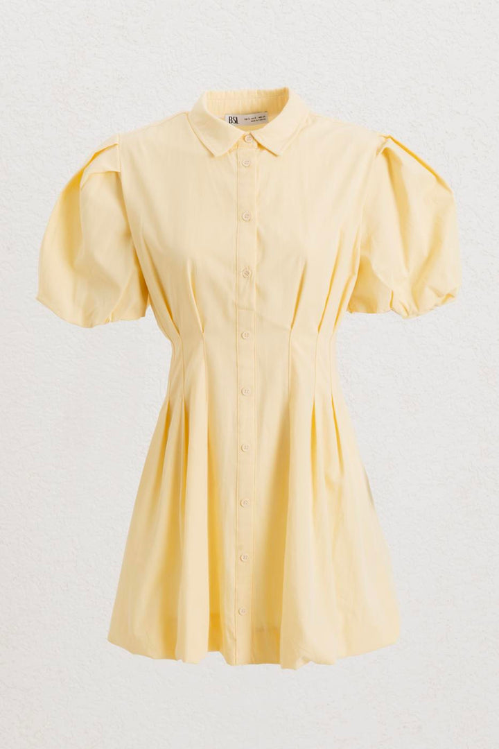 BSL Women Balloon Sleeve Mini Shirt Dress - Charlottetown