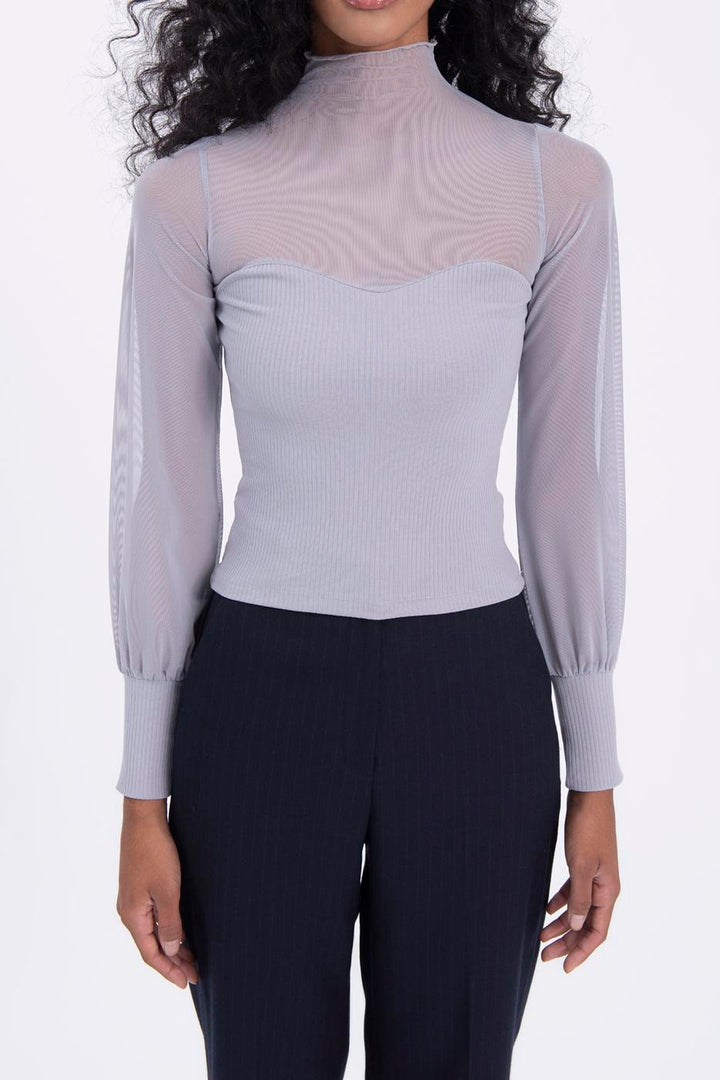 BSL Women Balloon sleeve transparent blouse - Heroica Caborca