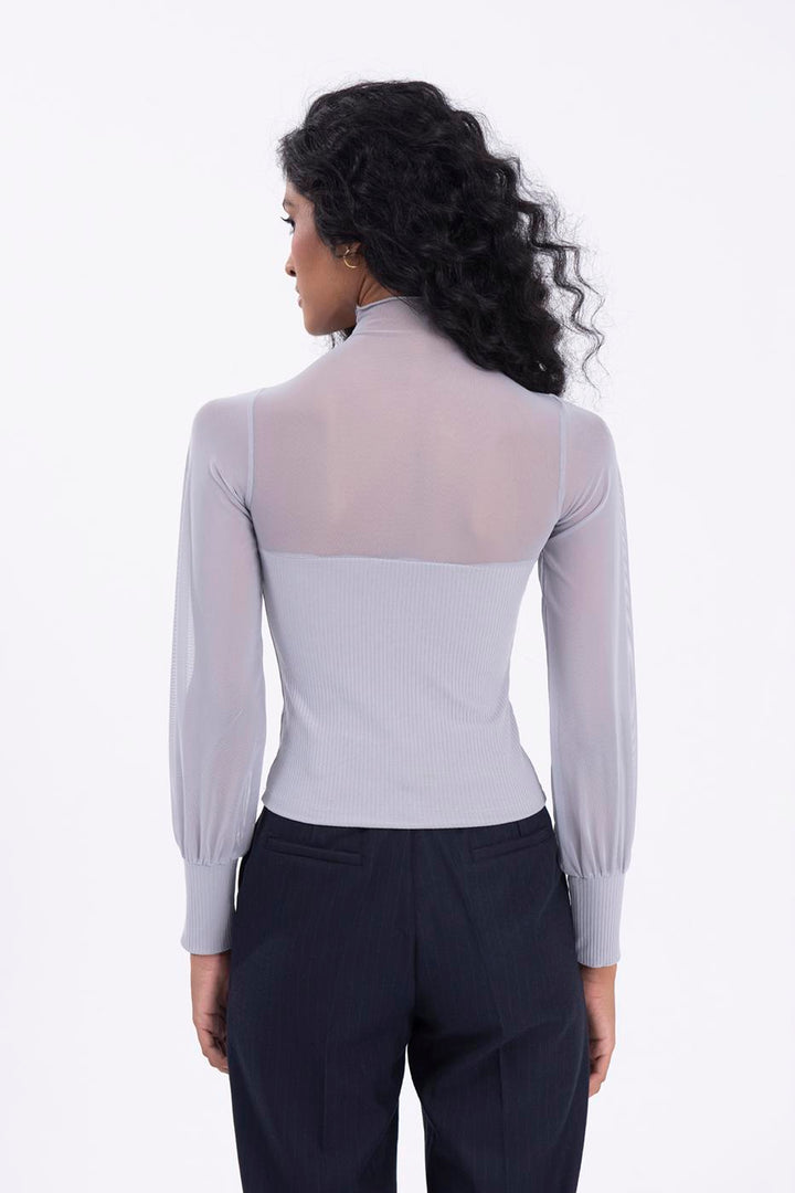BSL Women Balloon sleeve transparent blouse - Heroica Caborca