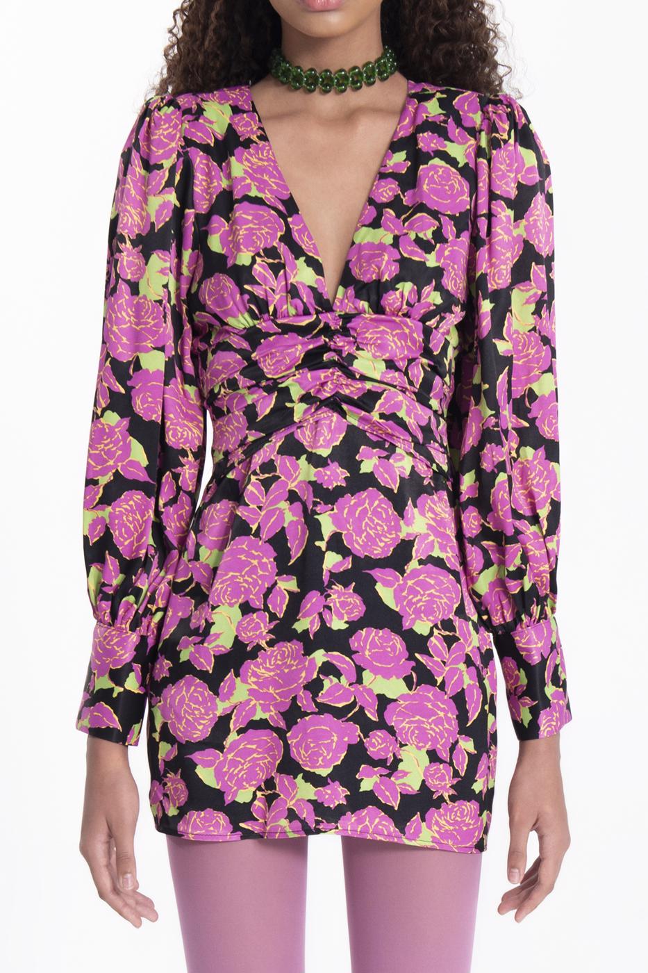 BSL Women Balloon sleeve V-neck mini dress - North Richland Hills