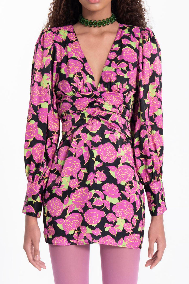 BSL Women Balloon sleeve V-neck mini dress - North Richland Hills