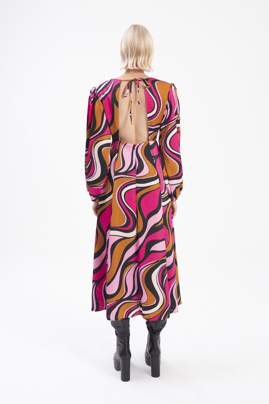 BSL Women Balloon Sleeve Midi Dress with Slit - Dearborn