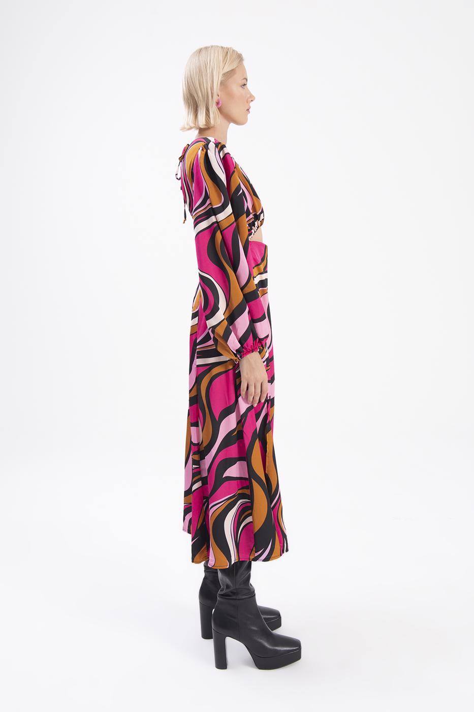BSL Women Balloon Sleeve Midi Dress with Slit - Dearborn