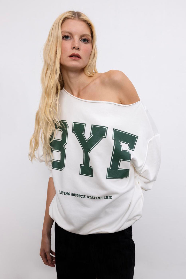 BSL Women Printed Boat Neck Sweatshirt - Brea
