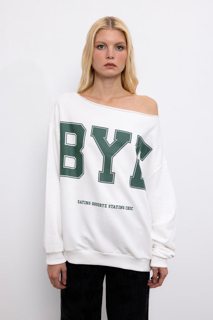 BSL Women Printed Boat Neck Sweatshirt - Brea