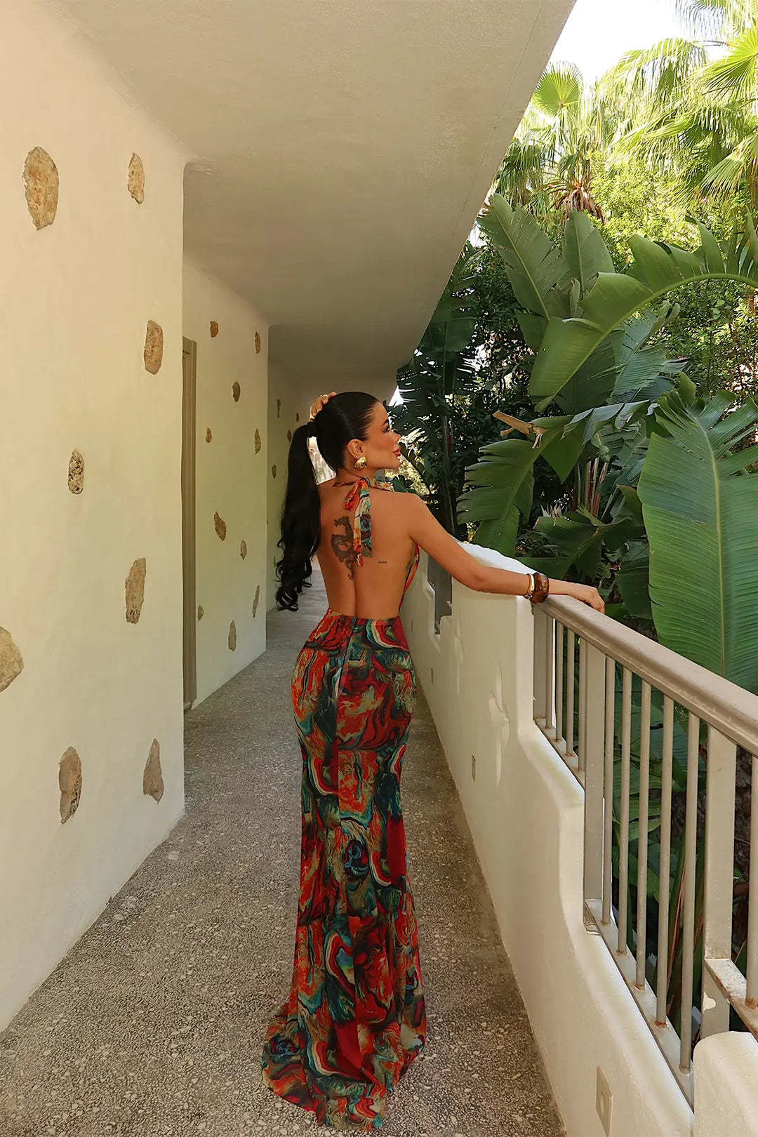 EYY Women Batik Pattern Strappy Long Dress - Amstelveen