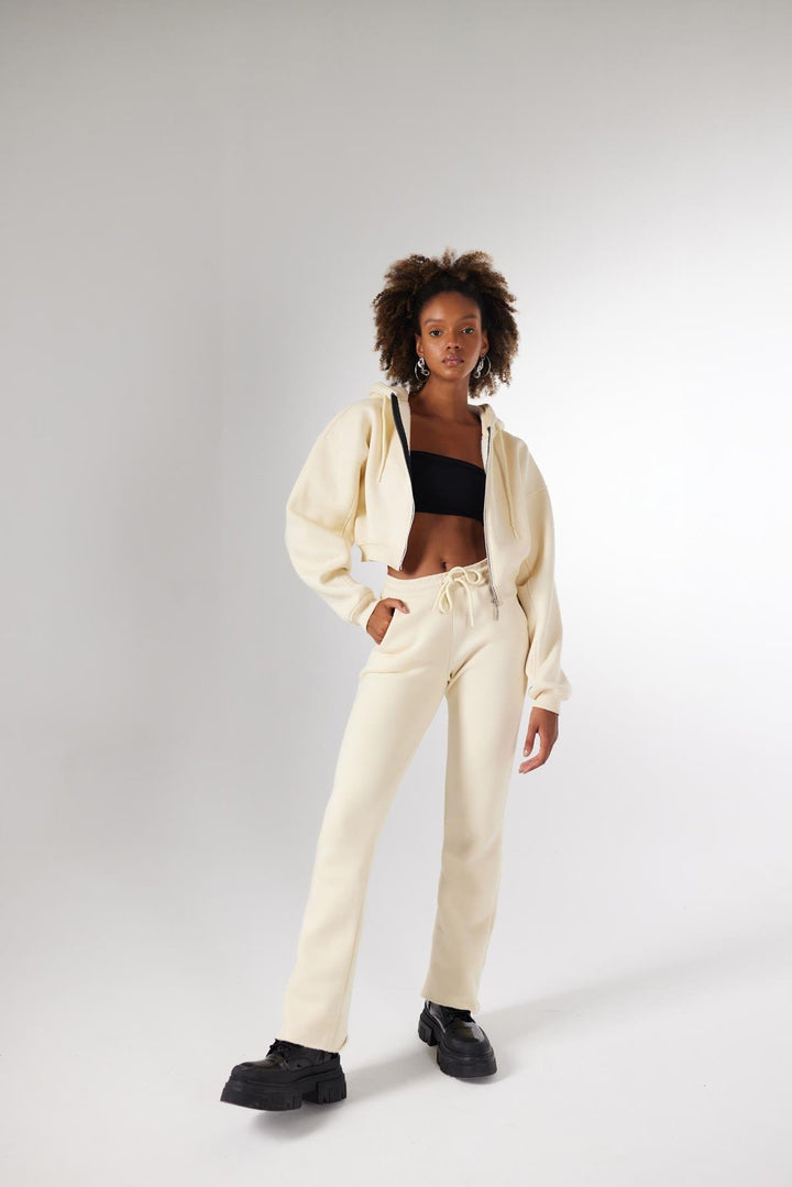 HLLY Women Mixed Beige Sweatpants - Dráma