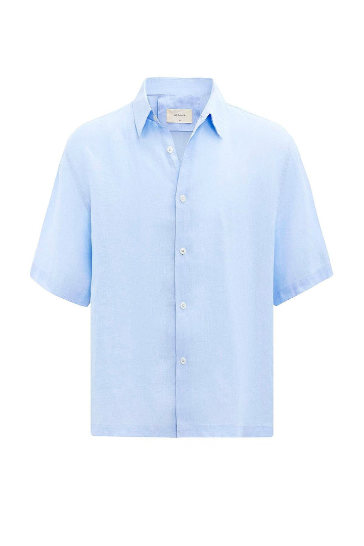 ANT Antioch Baby Blue 100% Linen Relaxed Fit Men's Shirt - Huber Heights