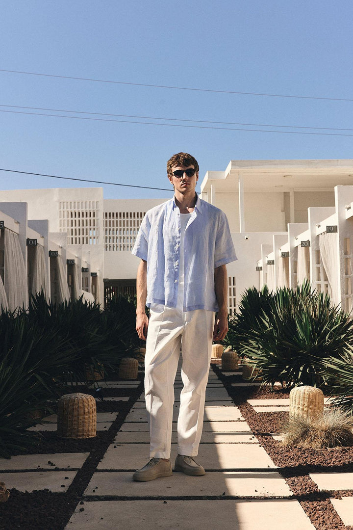 ANT Antioch Baby Blue 100% Linen Relaxed Fit Men's Shirt - Huber Heights