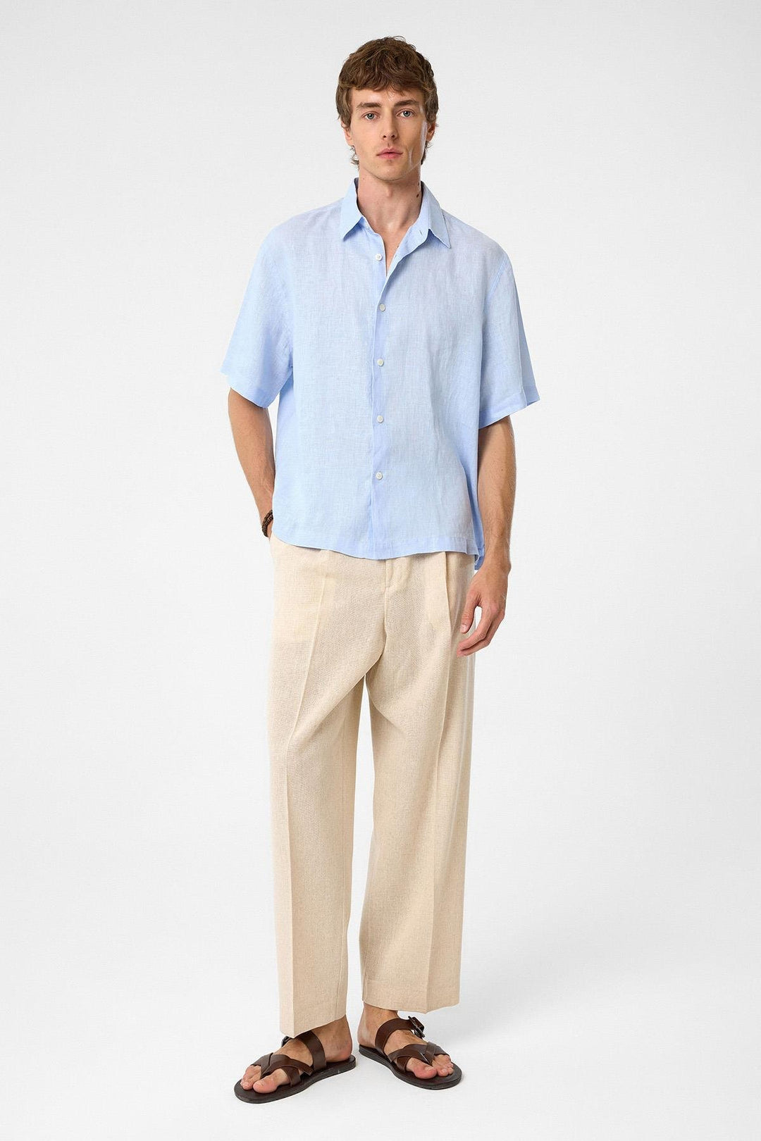 ANT Antioch Baby Blue 100% Linen Relaxed Fit Men's Shirt - Huber Heights