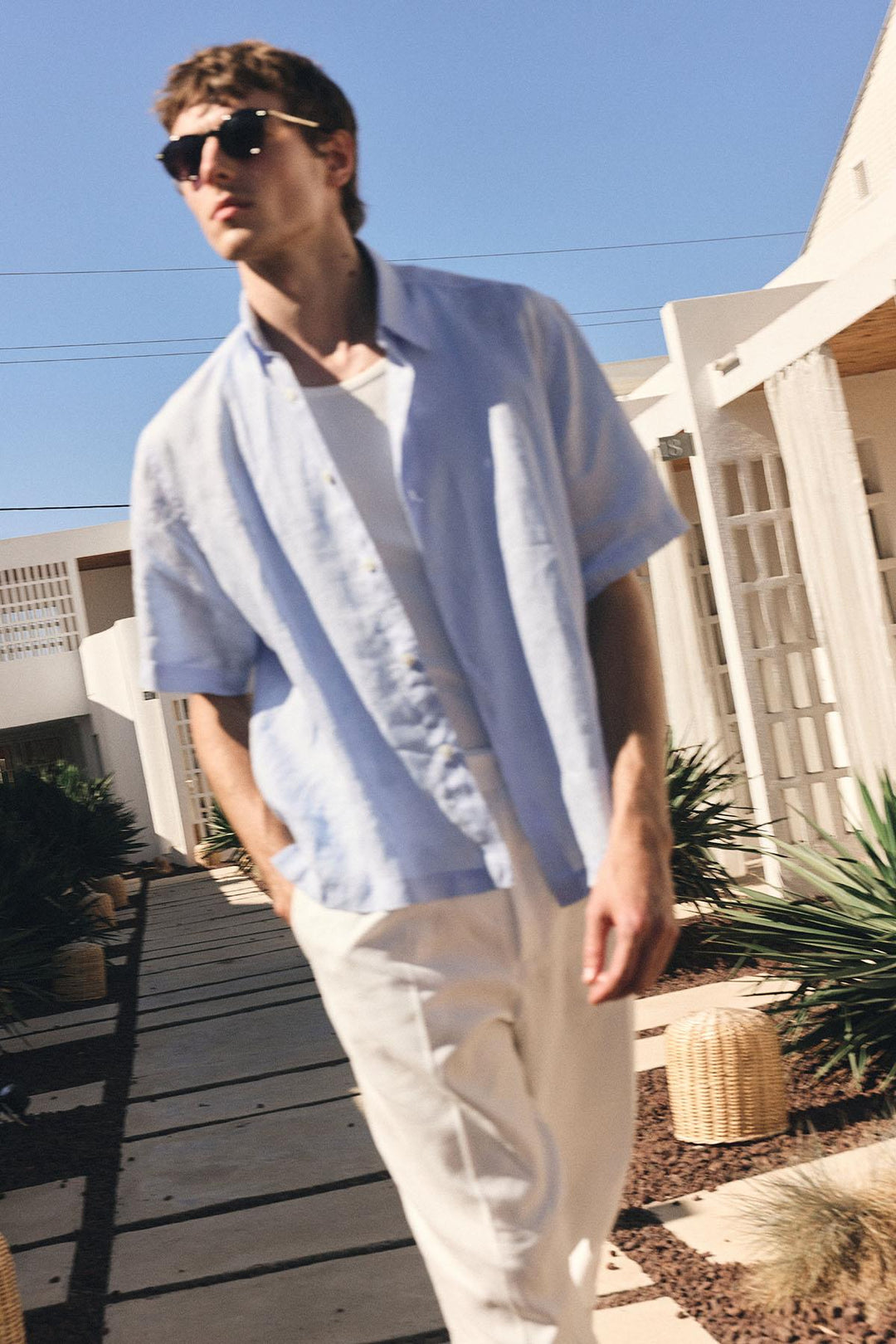 ANT Antioch Baby Blue 100% Linen Relaxed Fit Men's Shirt - Uster