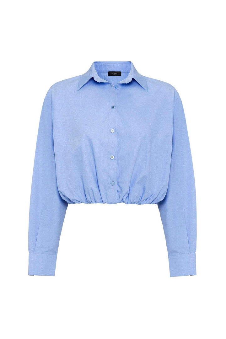 ANT Antioch Baby Blue Crop Poplin Women's Shirt - Clinton