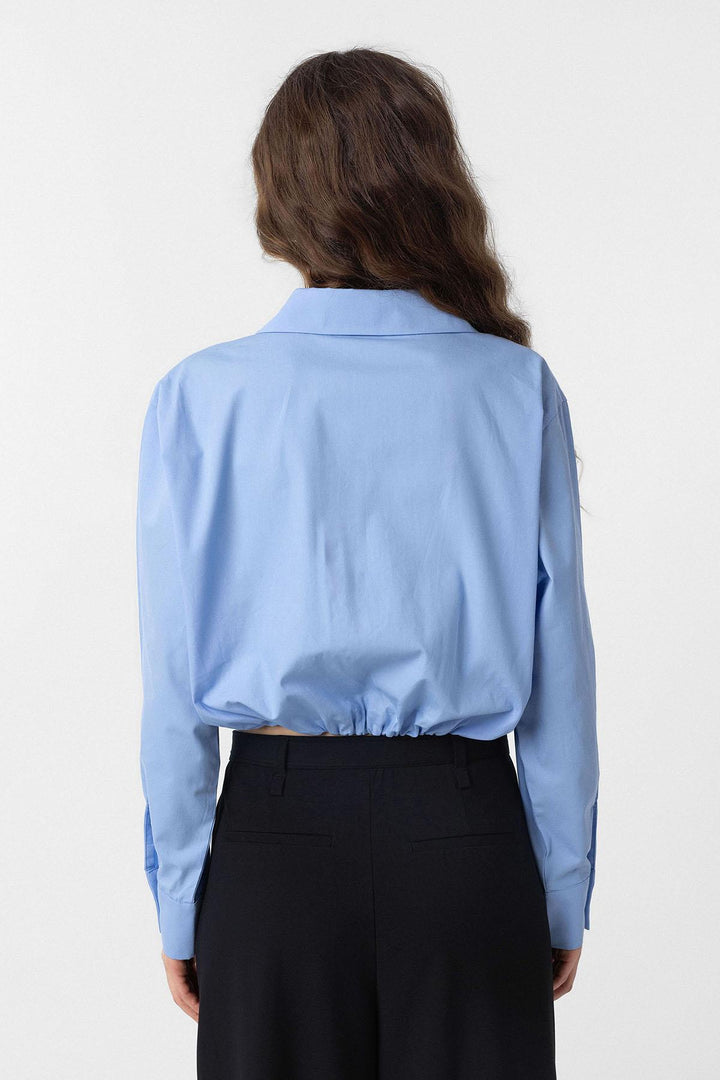 ANT Antioch Baby Blue Crop Poplin Women's Shirt - Clinton