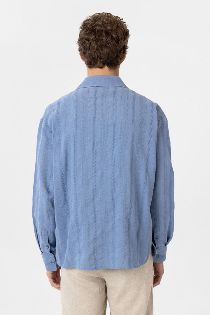 ANT Antioch Baby Blue Jacquard Cotton Shirt for Boys - Saronno