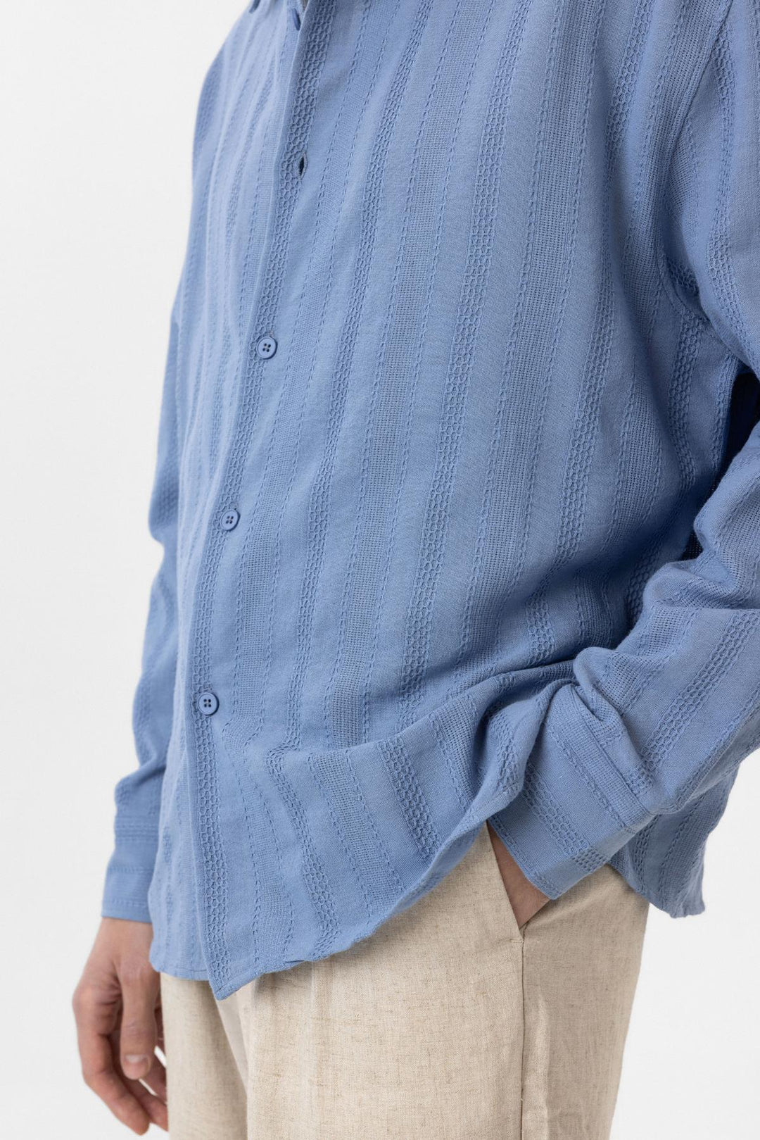 ANT Antioch Baby Blue Jacquard Cotton Shirt for Boys - Saronno