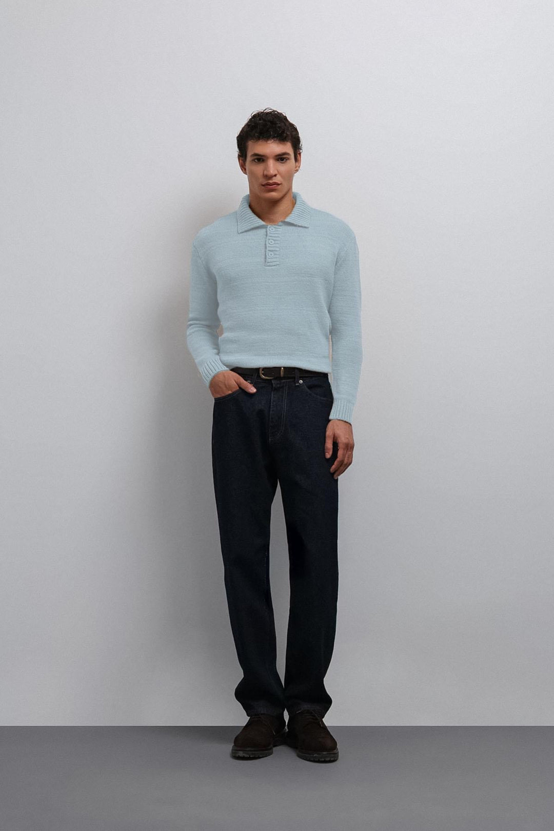 ANT Antioch Baby Blue Buttoned Neck Boy Sweater - Billingham