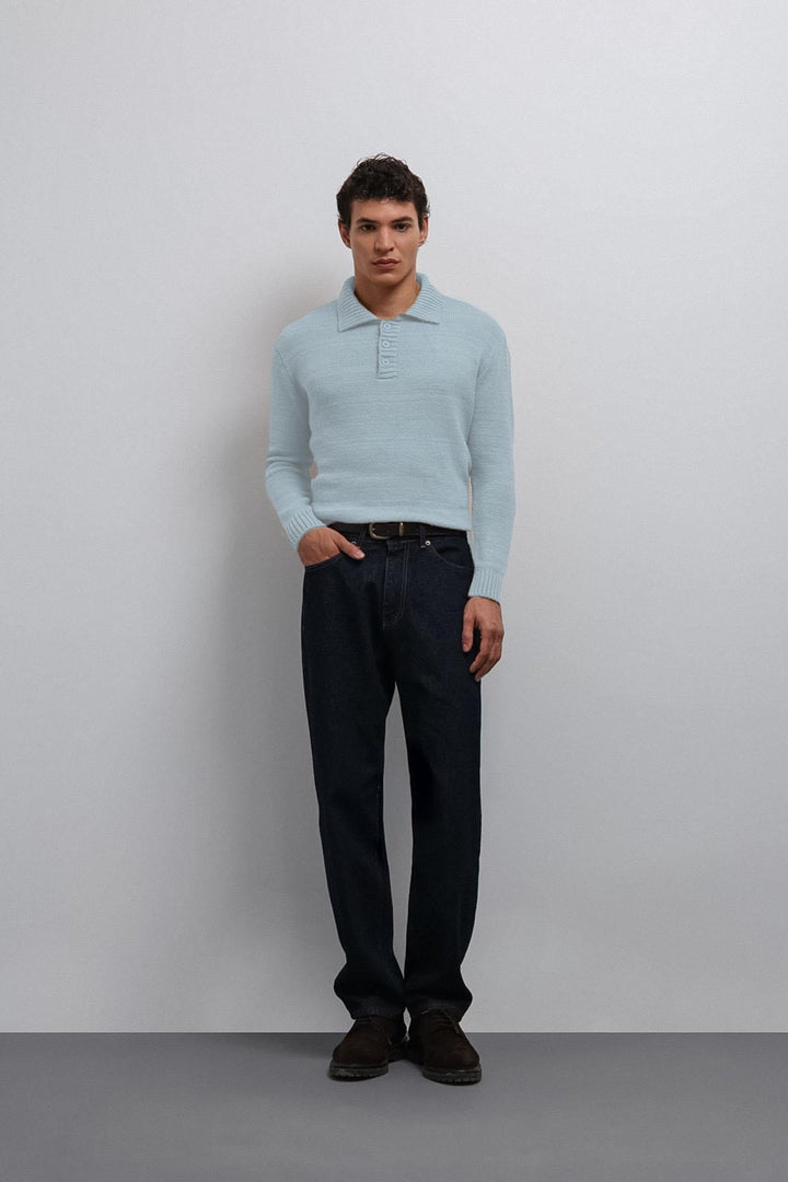 ANT Antioch Baby Blue Buttoned Neck Boy Sweater - Billingham