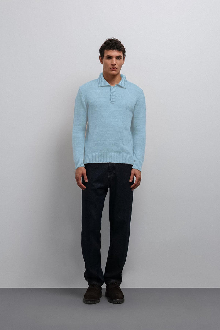 ANT Antioch Baby Blue Buttoned Neck Boy Sweater - Billingham