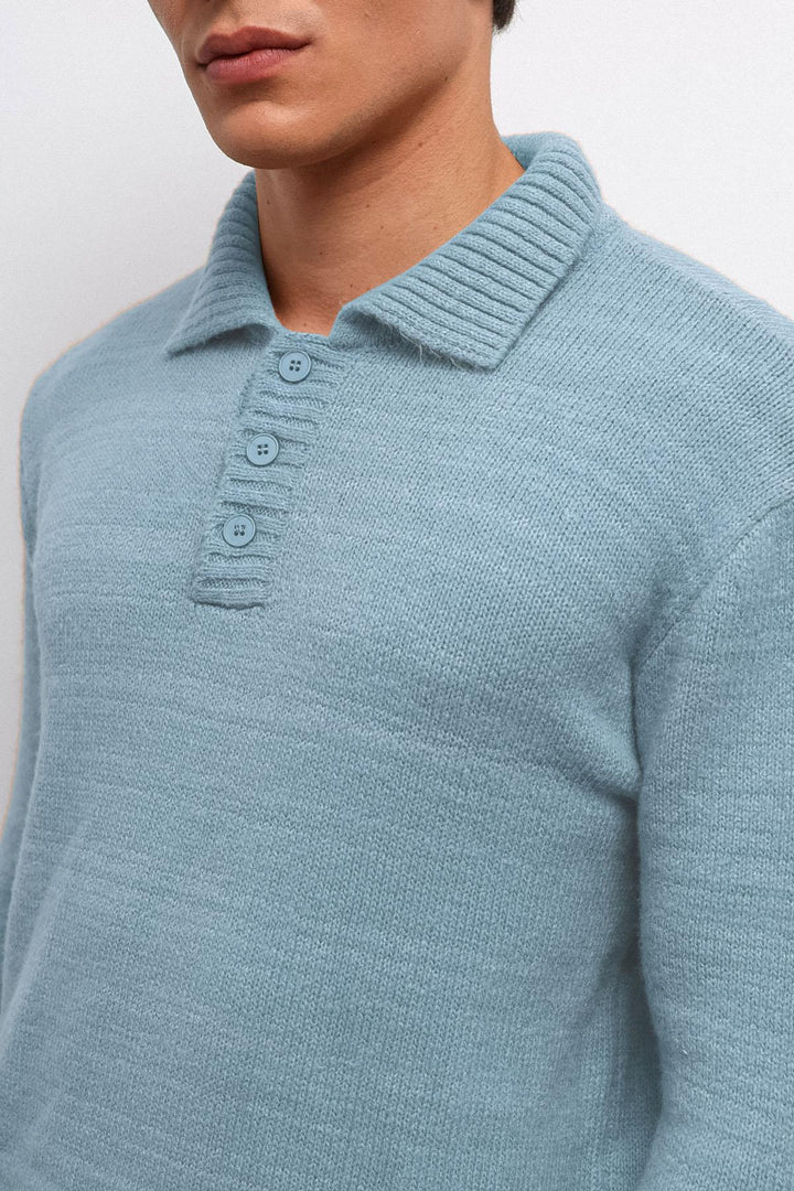 ANT Antioch Baby Blue Buttoned Neck Boy Sweater - Billingham