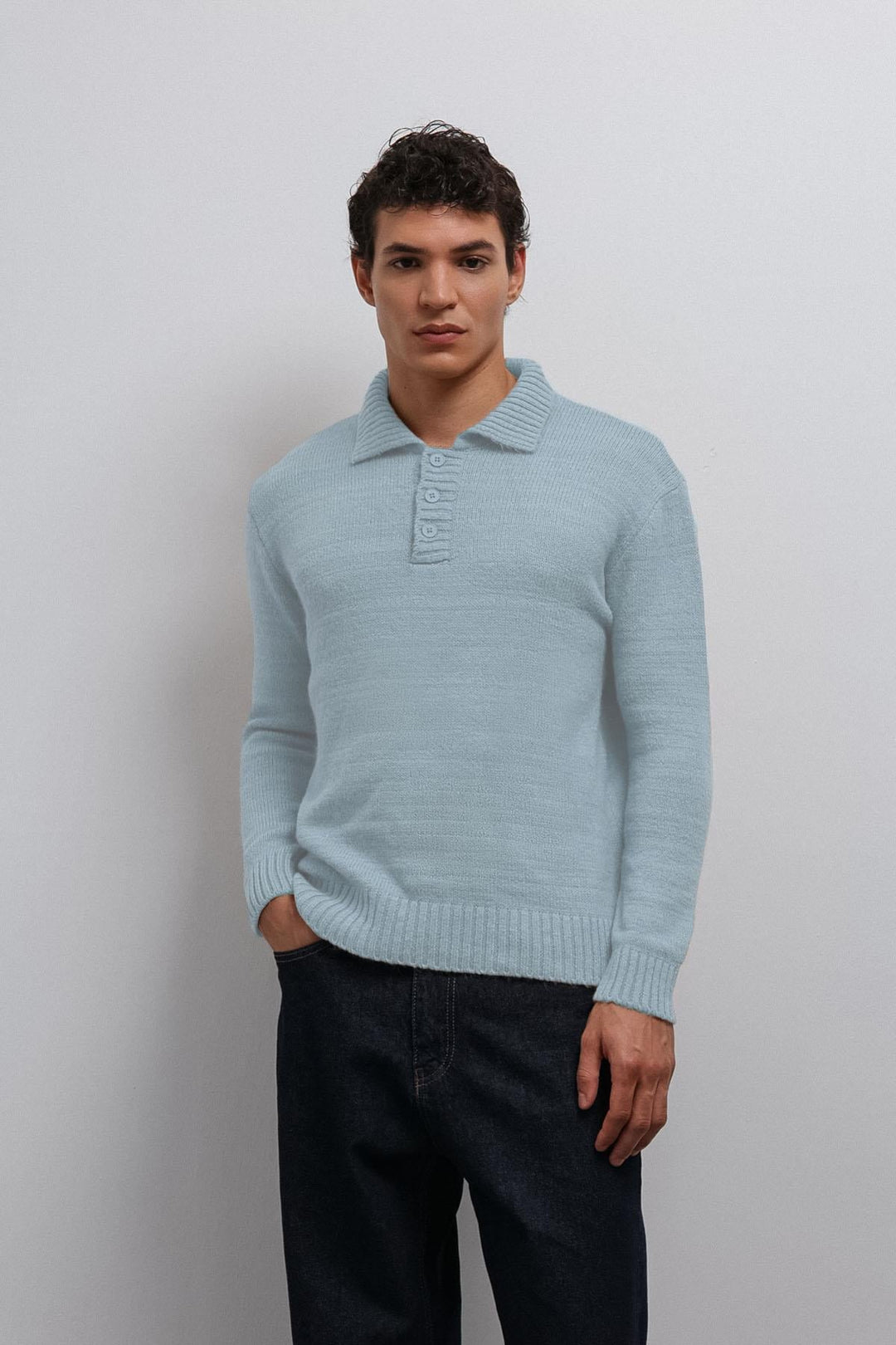 ANT Antioch Baby Blue Buttoned Neck Boy Sweater - Billingham