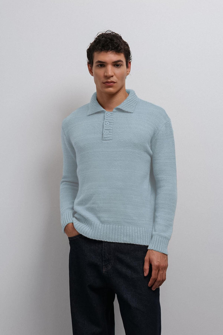 ANT Antioch Baby Blue Buttoned Neck Boy Sweater - Billingham