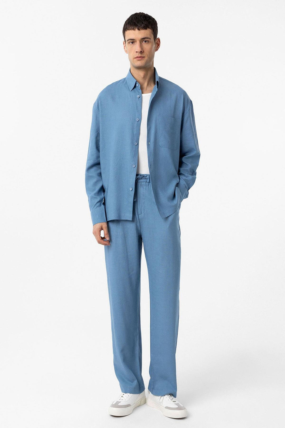 ANT Antioch Baby Blue Cotton Blend Relax Fit Men's Shirt - Tecate