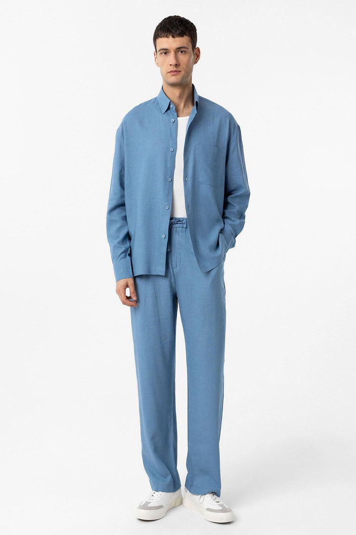 ANT Antioch Baby Blue Cotton Blend Relax Fit Men's Shirt - Tecate