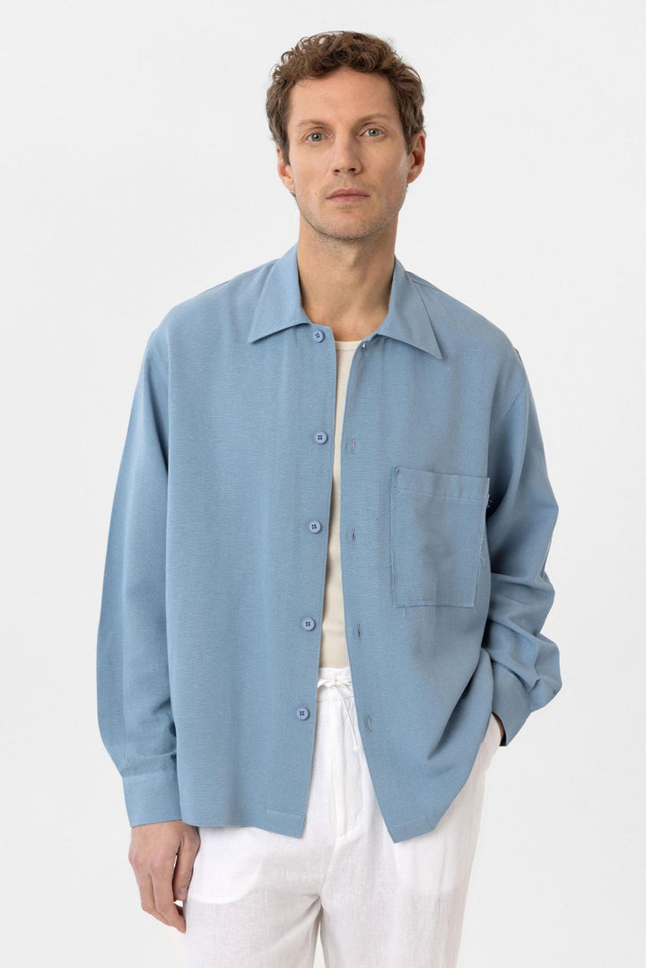 ANT Antioch Baby Blue Cotton Blend Relaxed Fit Men's Shirt - Cheshunt