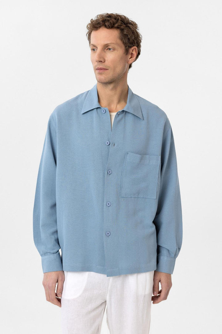 ANT Antioch Baby Blue Cotton Blend Relaxed Fit Men's Shirt - Cheshunt